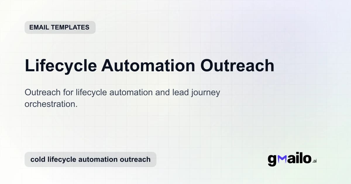 Lifecycle Automation Outreach email template thumbnail