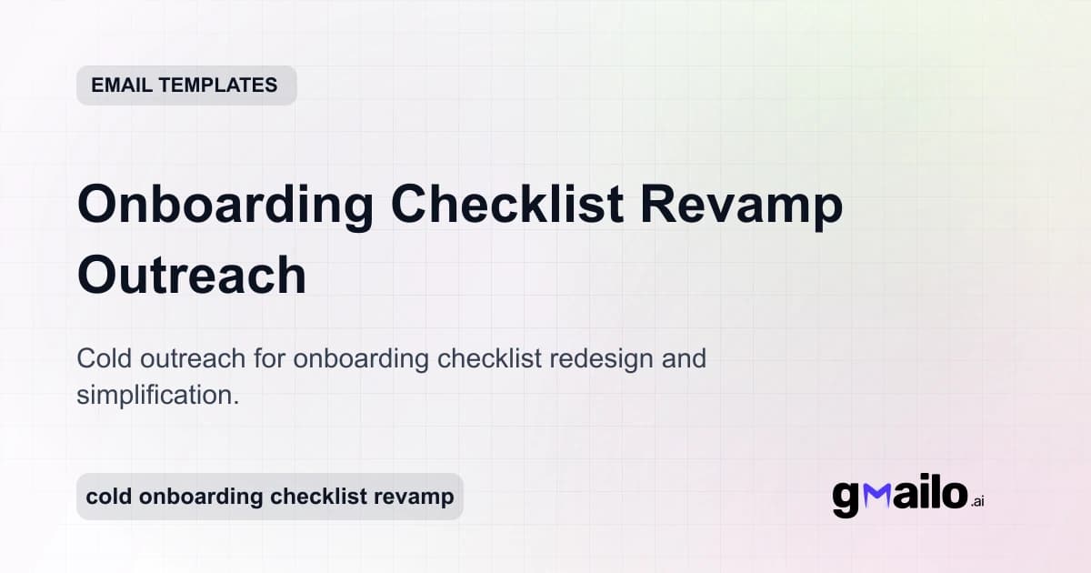 Onboarding Checklist Revamp Outreach email template thumbnail