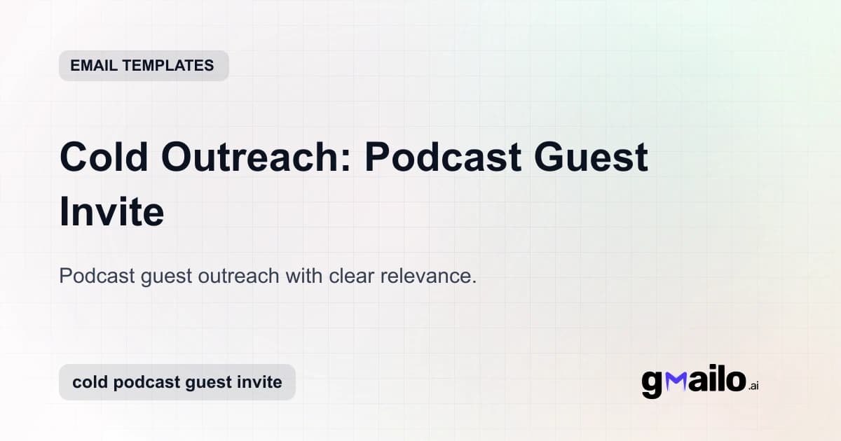 Cold Outreach: Podcast Guest Invite email template thumbnail