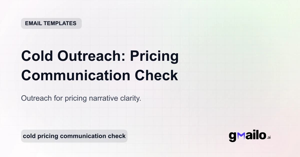 Cold Outreach: Pricing Communication Check email template thumbnail