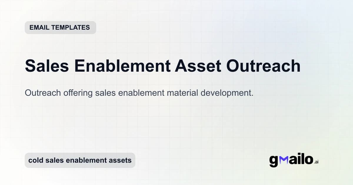Sales Enablement Asset Outreach email template thumbnail
