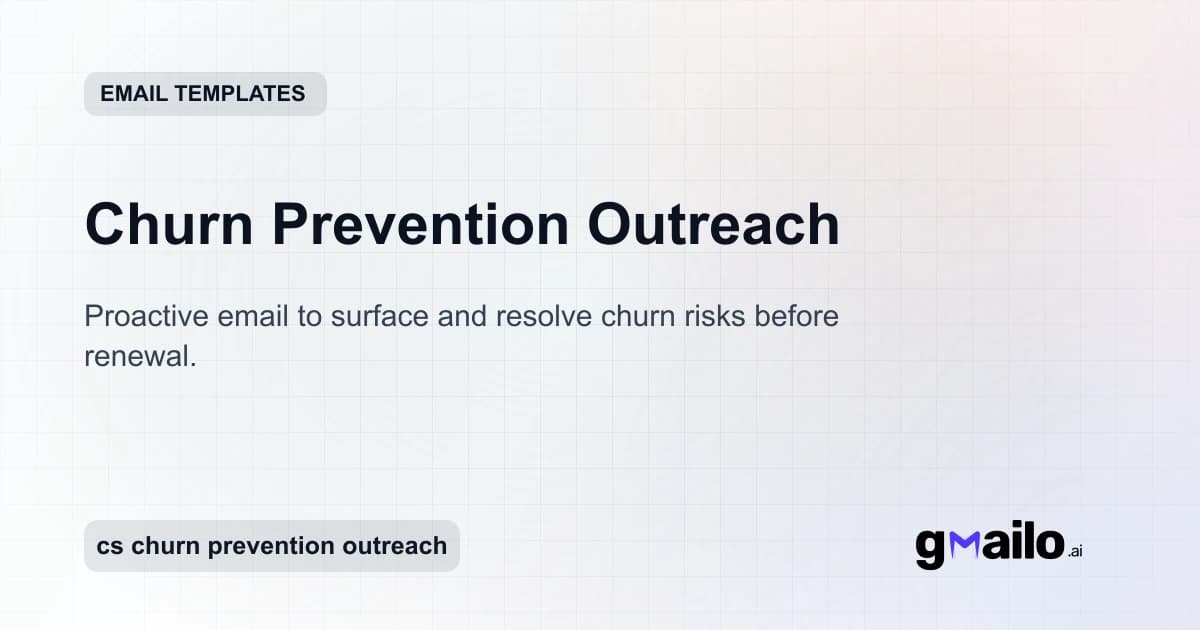 Churn Prevention Outreach email template thumbnail