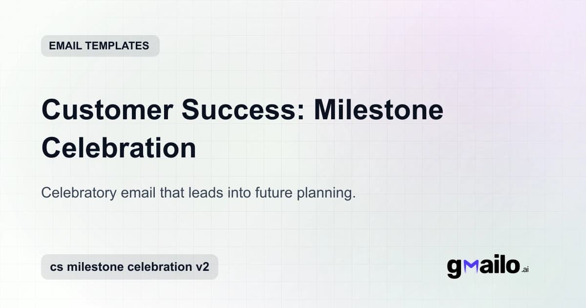 Customer Success: Milestone Celebration email template thumbnail