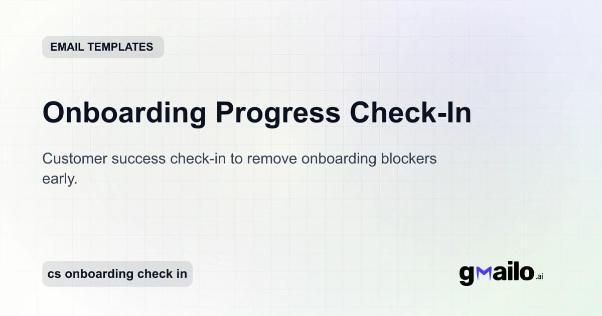 Onboarding Progress Check-In email template thumbnail