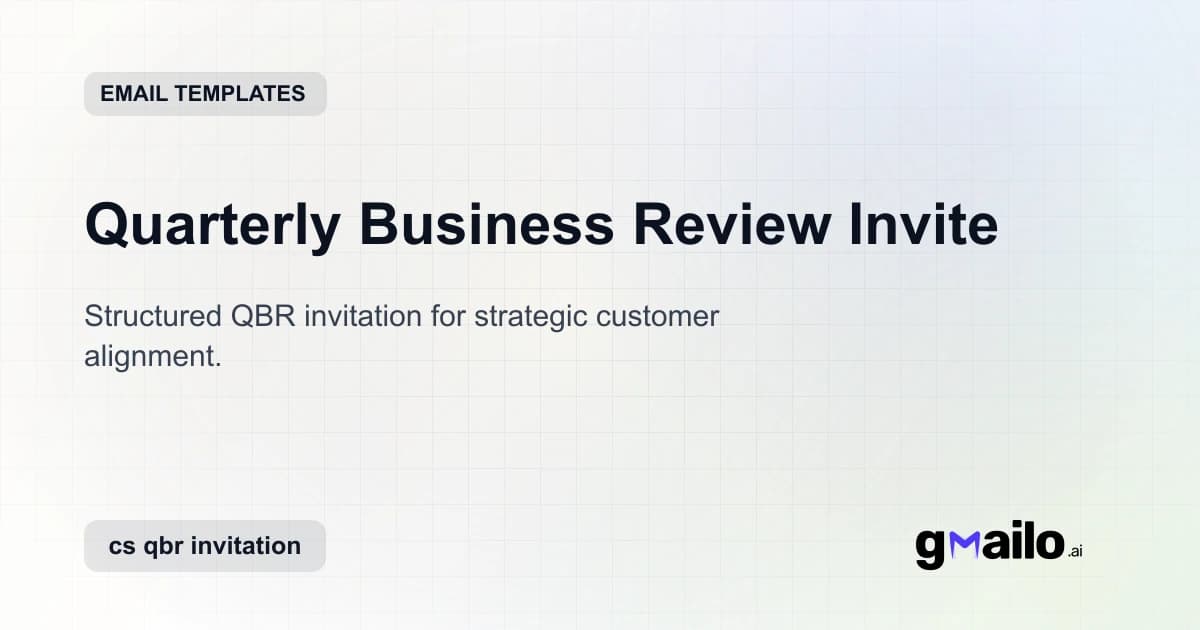 Quarterly Business Review Invite email template thumbnail