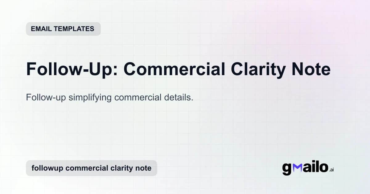 Follow-Up: Commercial Clarity Note email template thumbnail