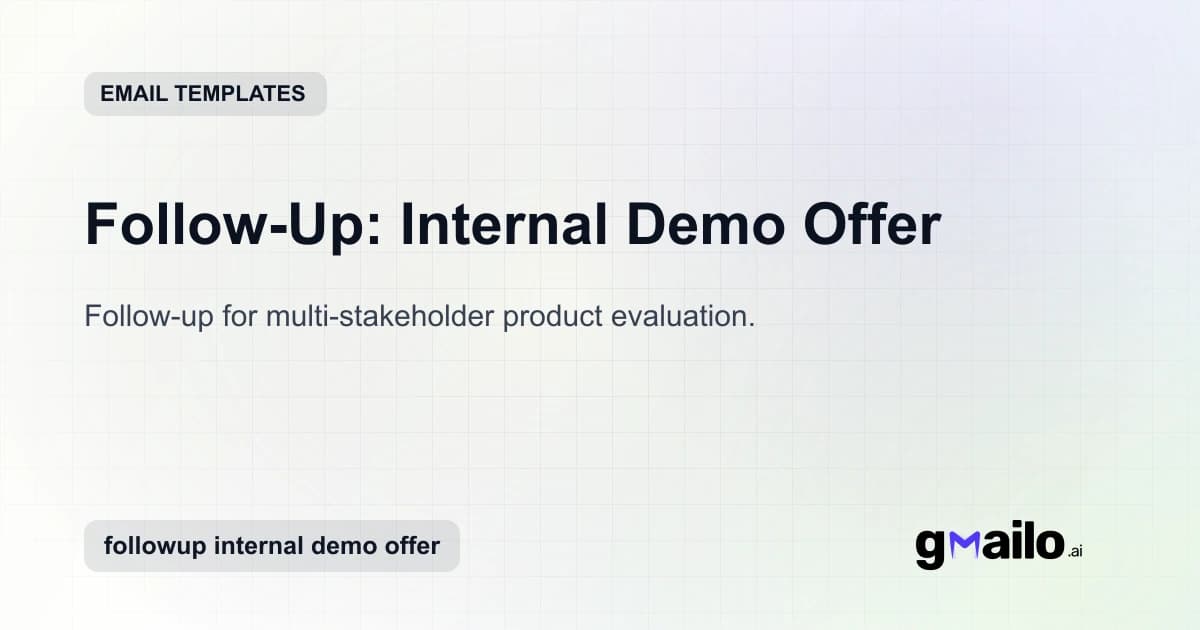 Follow-Up: Internal Demo Offer email template thumbnail