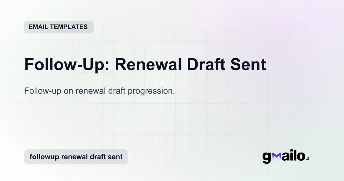 Follow-Up: Renewal Draft Sent email template thumbnail