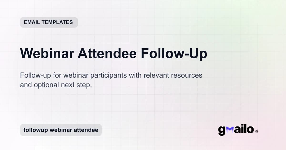 Webinar Attendee Follow-Up email template thumbnail