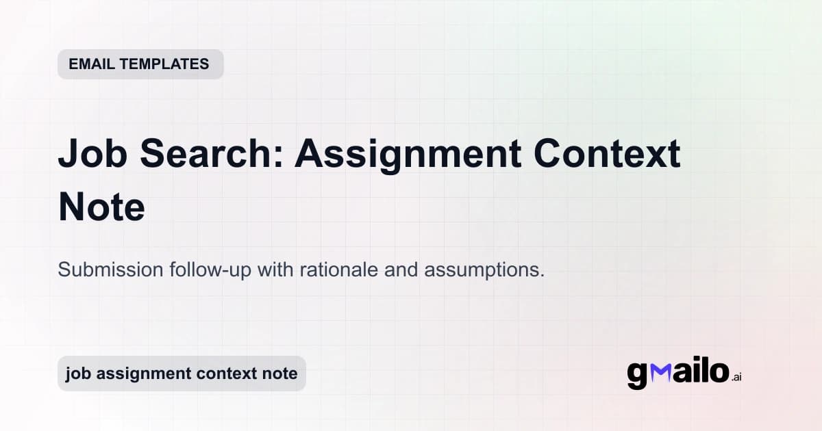 Job Search: Assignment Context Note email template thumbnail