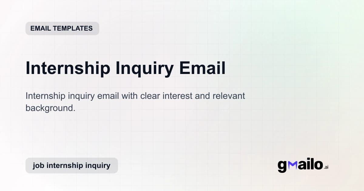 Internship Inquiry Email email template thumbnail
