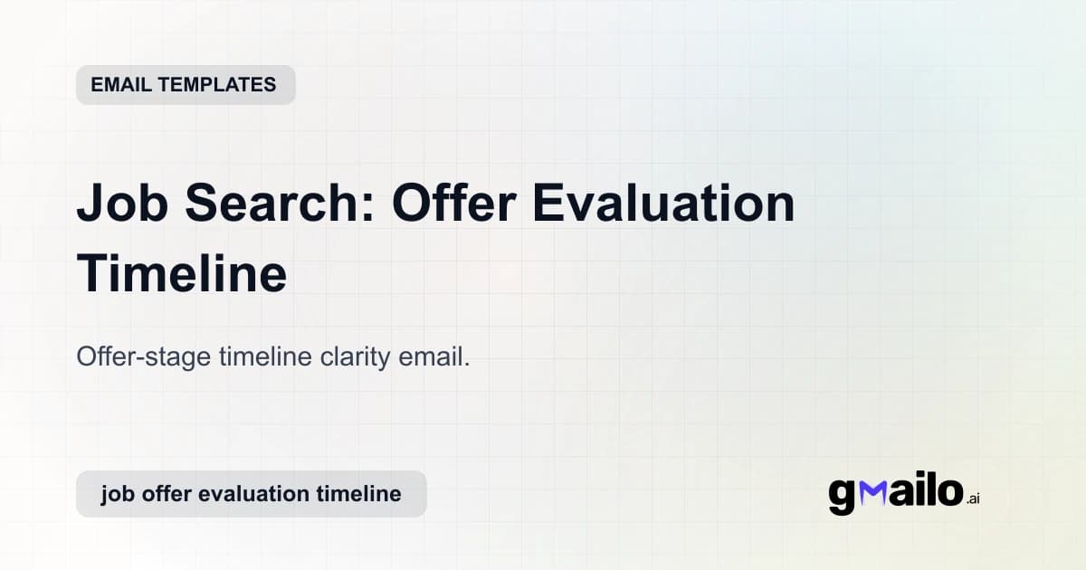 Job Search: Offer Evaluation Timeline email template thumbnail