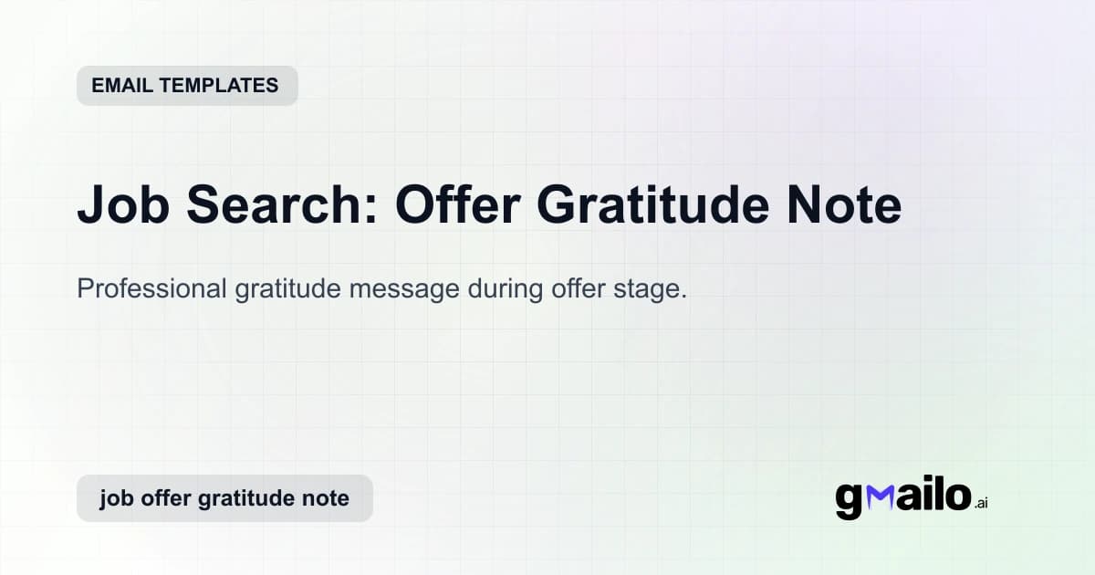 Job Search: Offer Gratitude Note email template thumbnail