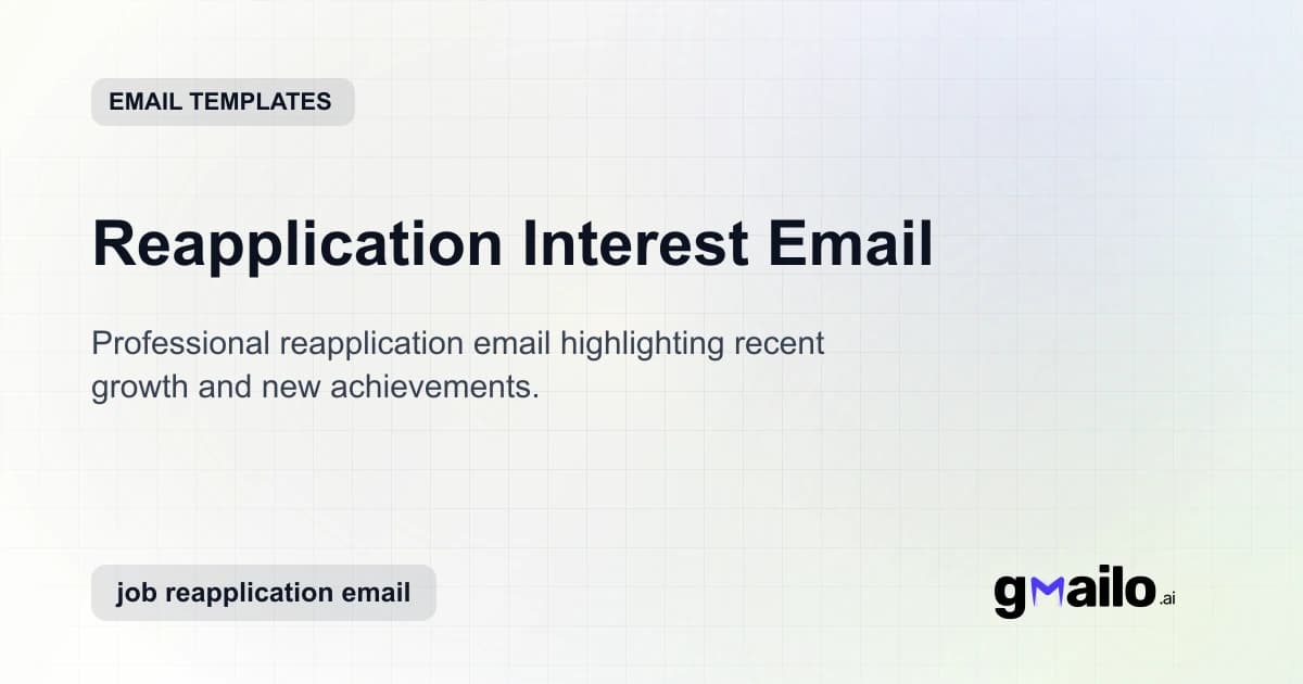 Reapplication Interest Email email template thumbnail