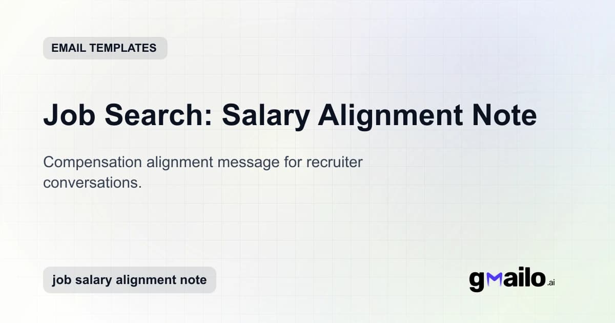 Job Search: Salary Alignment Note email template thumbnail
