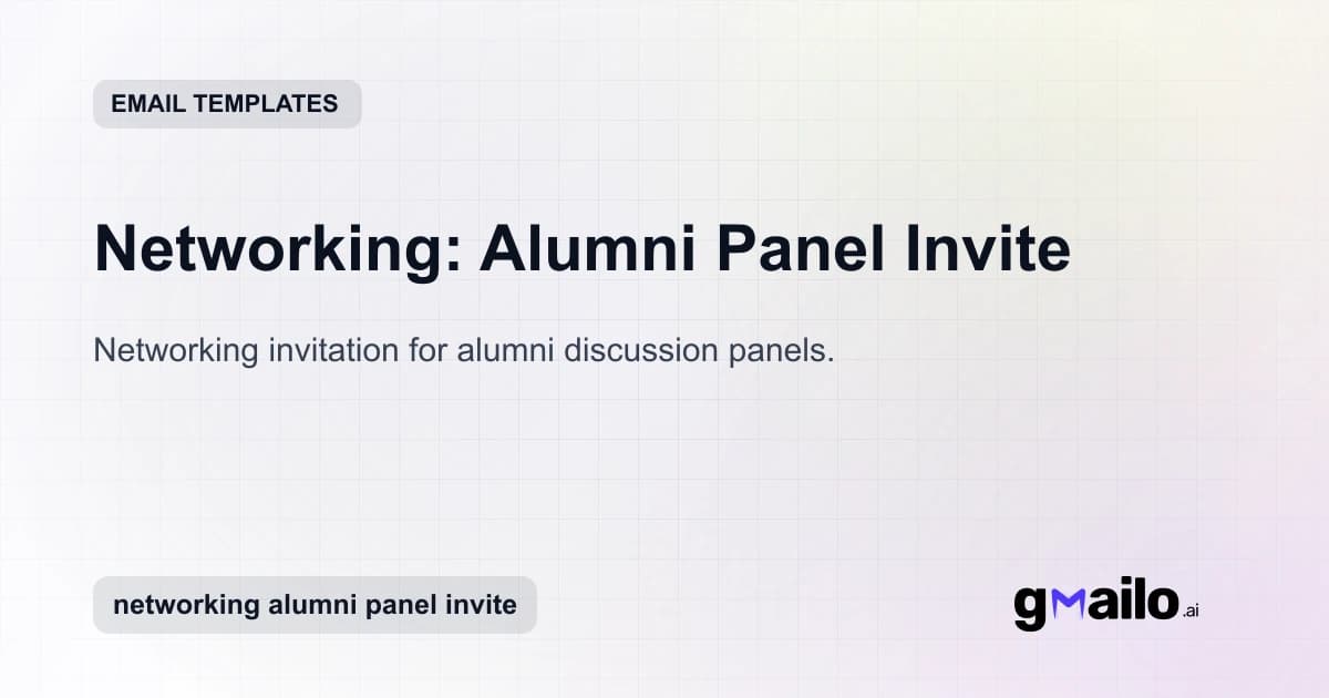 Networking: Alumni Panel Invite email template thumbnail