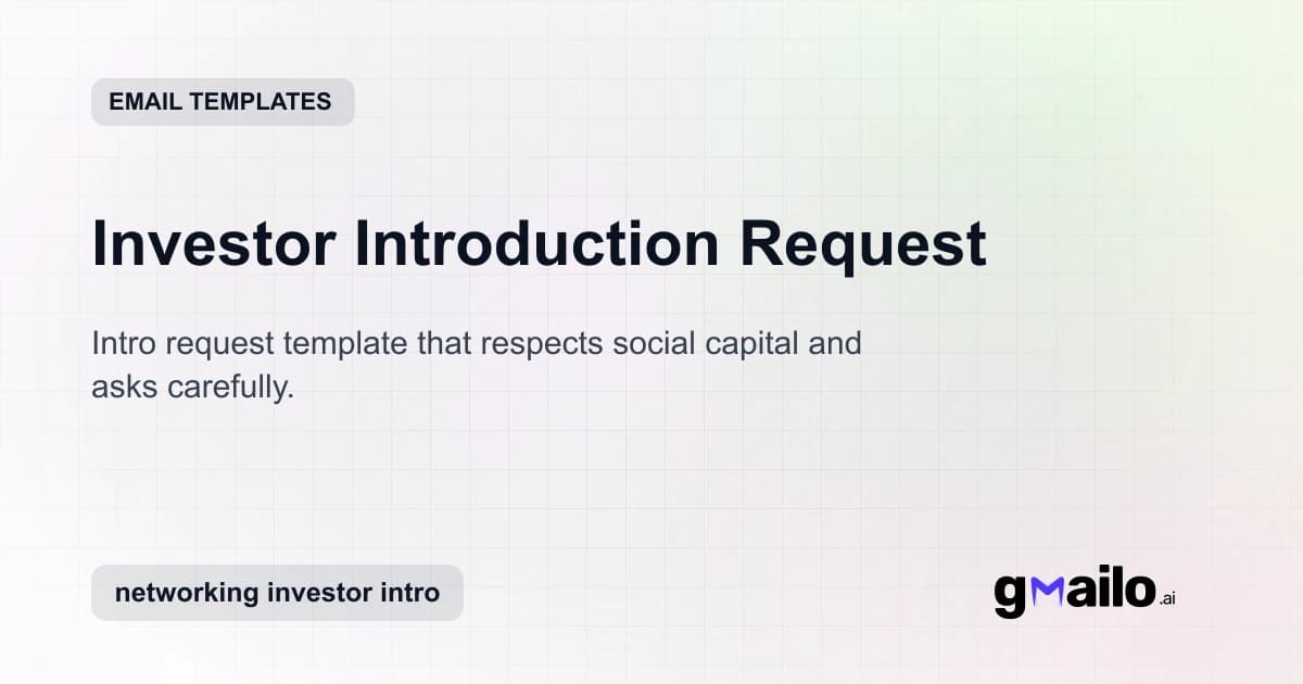 Investor Introduction Request email template thumbnail