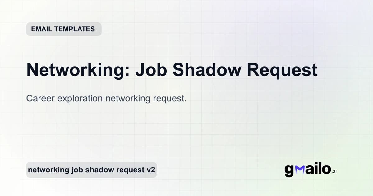 Networking: Job Shadow Request email template thumbnail