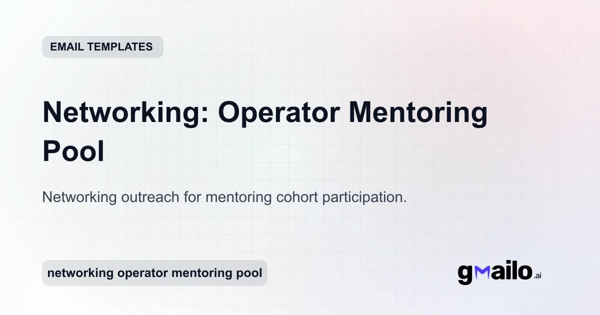 Networking: Operator Mentoring Pool email template thumbnail