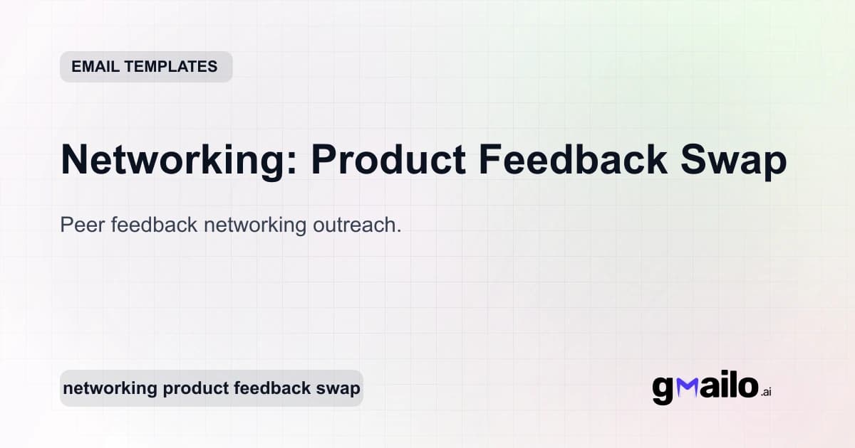 Networking: Product Feedback Swap email template thumbnail