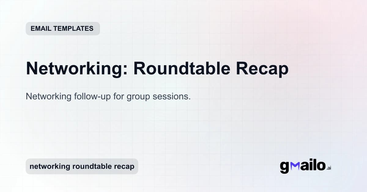 Networking: Roundtable Recap email template thumbnail