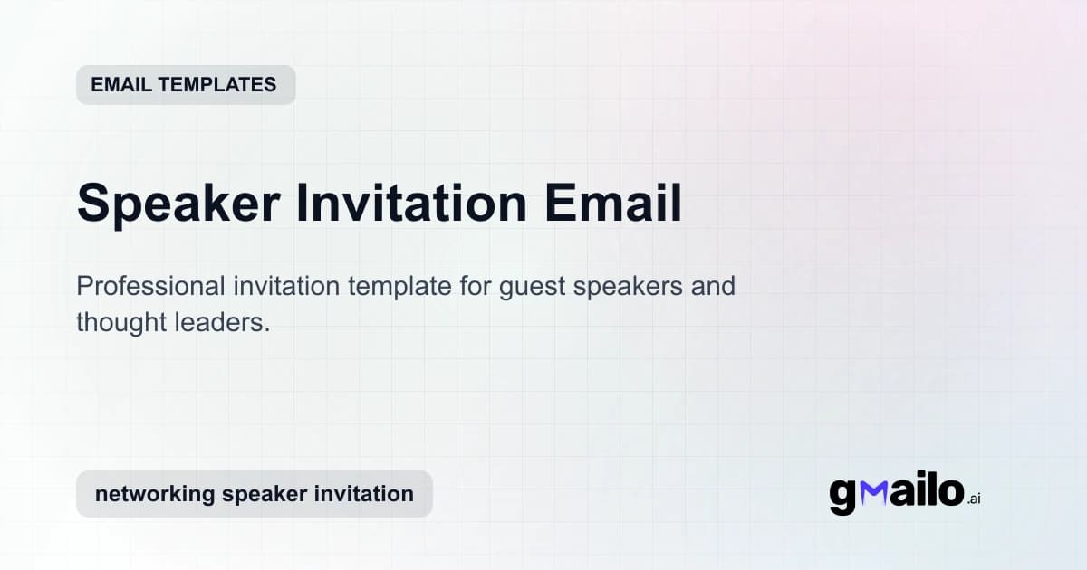 Speaker Invitation Email email template thumbnail