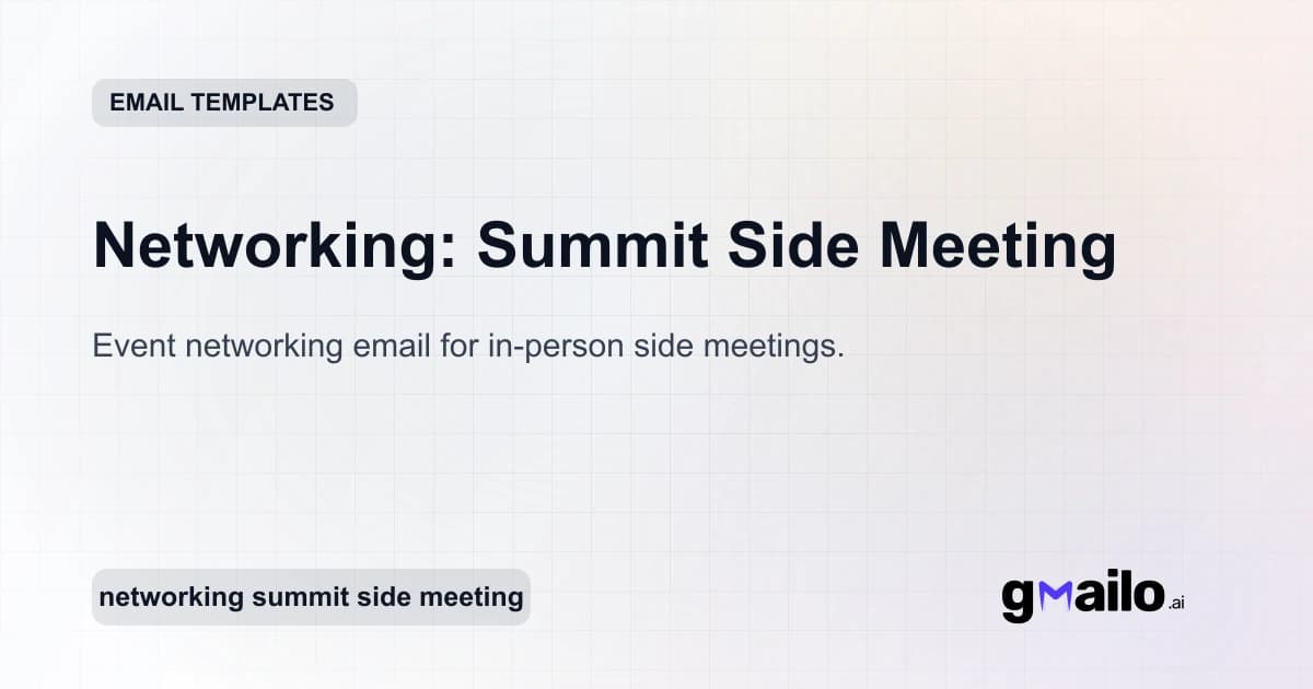 Networking: Summit Side Meeting email template thumbnail
