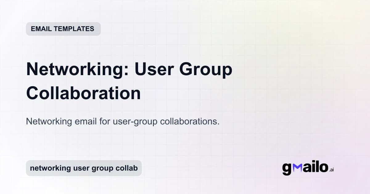 Networking: User Group Collaboration email template thumbnail