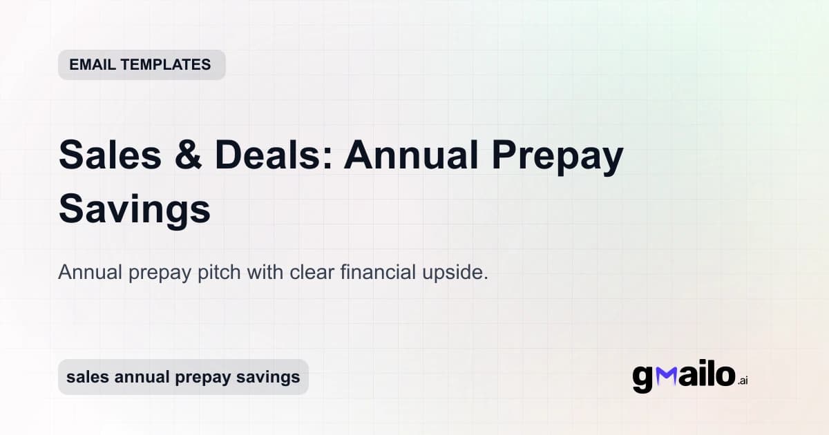 Sales & Deals: Annual Prepay Savings email template thumbnail