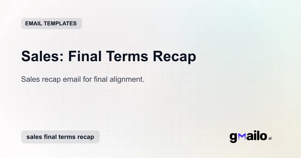 Sales: Final Terms Recap email template thumbnail