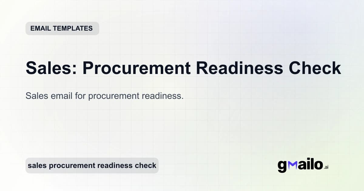 Sales: Procurement Readiness Check email template thumbnail