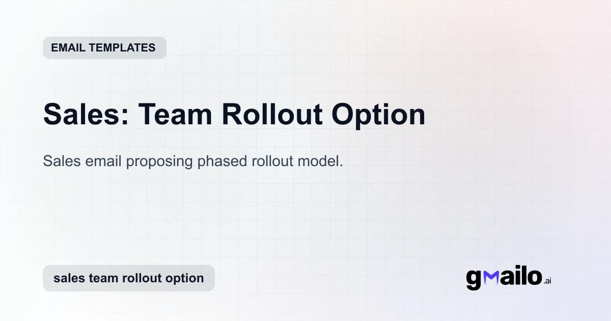 Sales: Team Rollout Option email template thumbnail