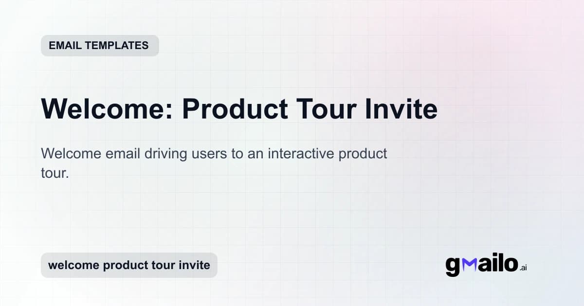 Welcome: Product Tour Invite email template thumbnail