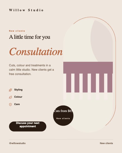 Hair and beauty studios illustrated template example