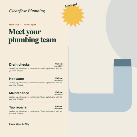 Service selection · Meet your plumbing team large preview